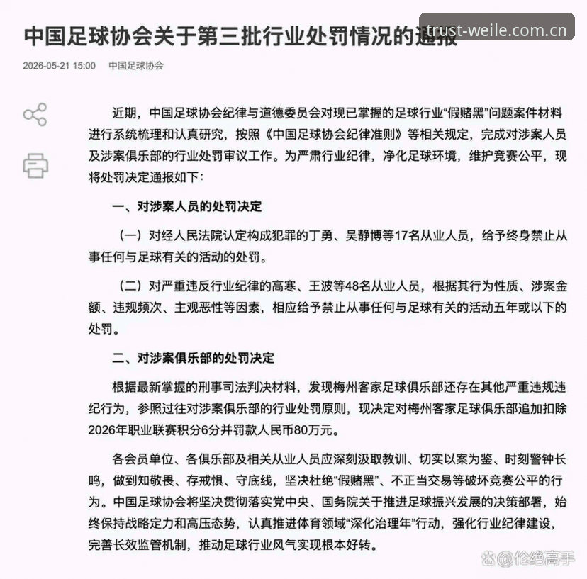 中国足协第三批禁足名单详解：65人受罚，终身禁赛17人